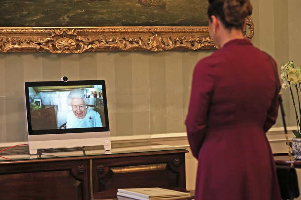 Queen holds a virtual audience with Sophie Katsarava, the Ambassador of Georgia. Yui Mok/PA Wire