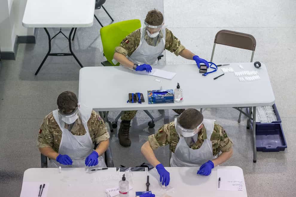 Soldiers carrying out mass coronavirus testing