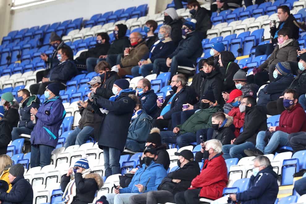 Up to 2,000 fans were allowed to attend Reading's Championship clash with Nottingham Forest (Steve Parsons/PA).