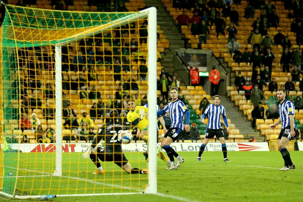 Max Aarons scores the winner for Norwich against Sheffield Wednesday