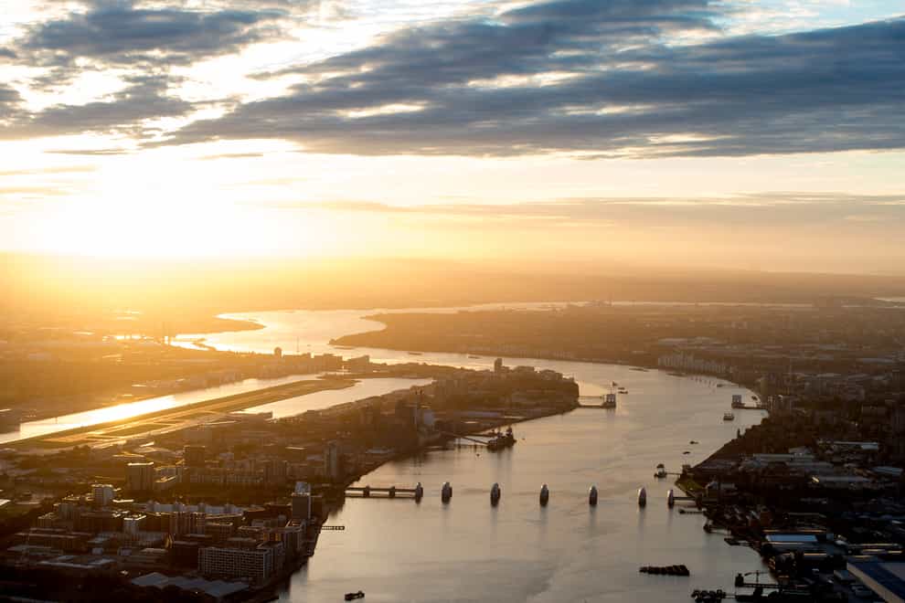 Aerial view of the Thames estuarys of London