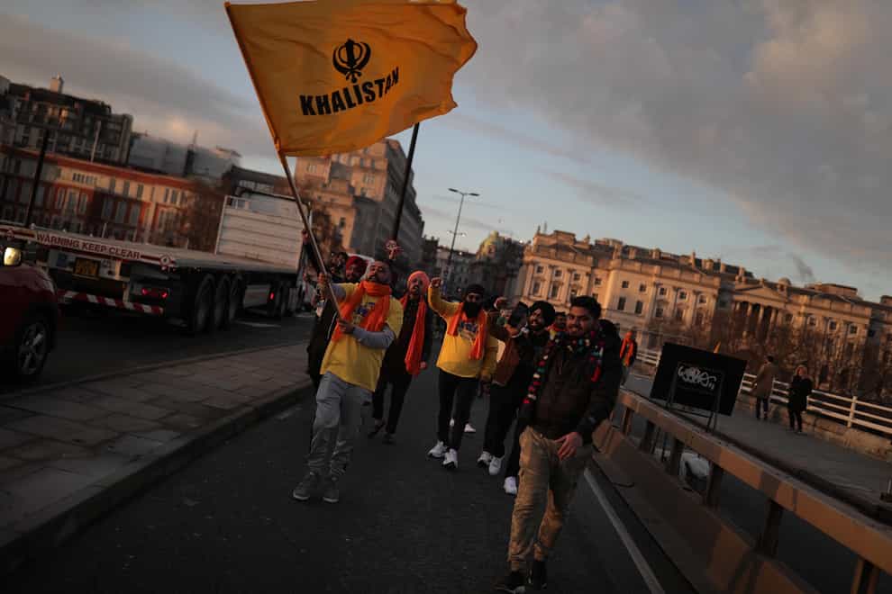 Protesters on Waterloo Bridge, London