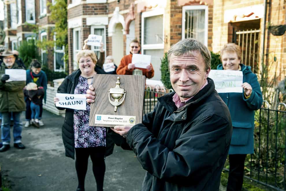 Shaun Blagdon of Ella Street, Hull, who has been named Co-op Neighbour of the Year (Sean Spencer/Co-op/PA)