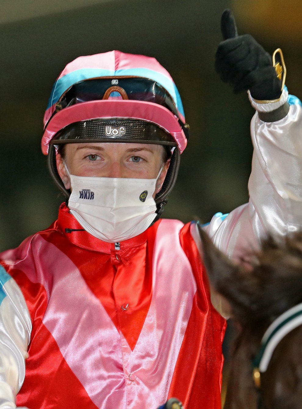 Hollie Doyle after her victory on Harmony N Blessed in Hong Kong