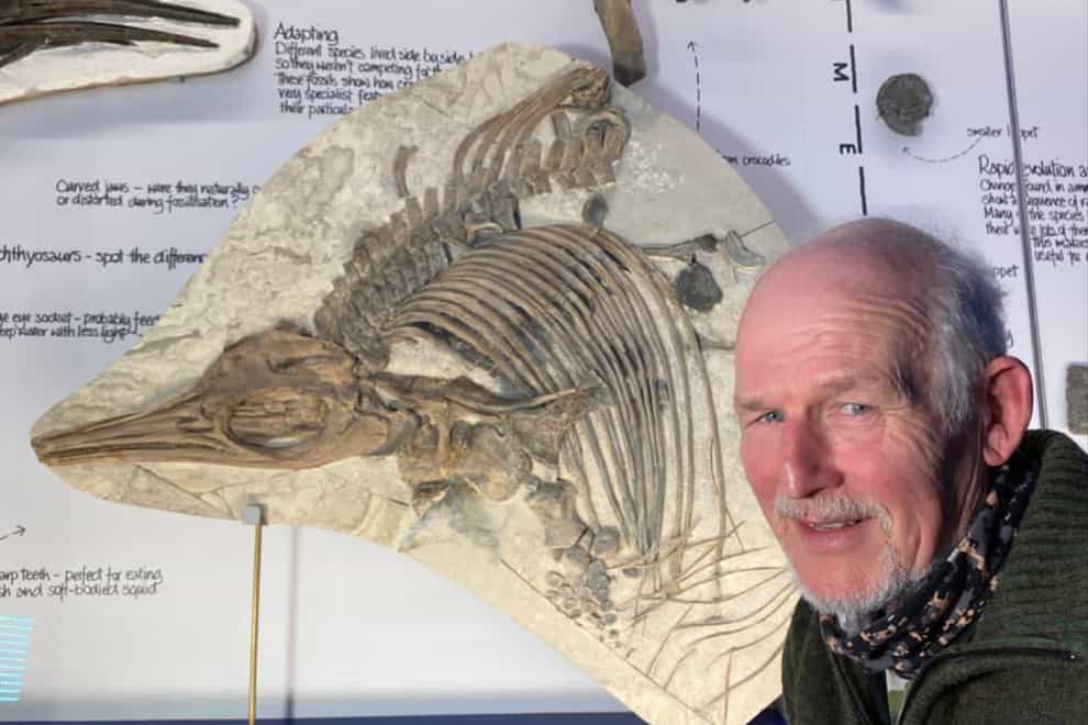Steve Etches with the Ichthyosaur