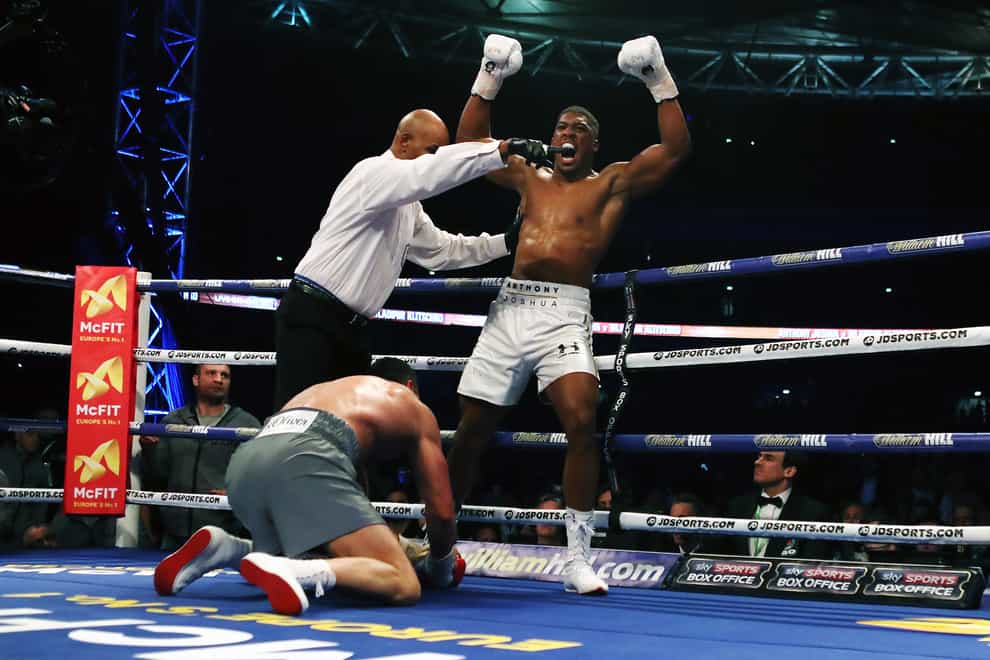 Anthony Joshua beat Wladimir Klitschko by technical knock out to win in front of 90,000 spectators at Wembley Stadium in 2017