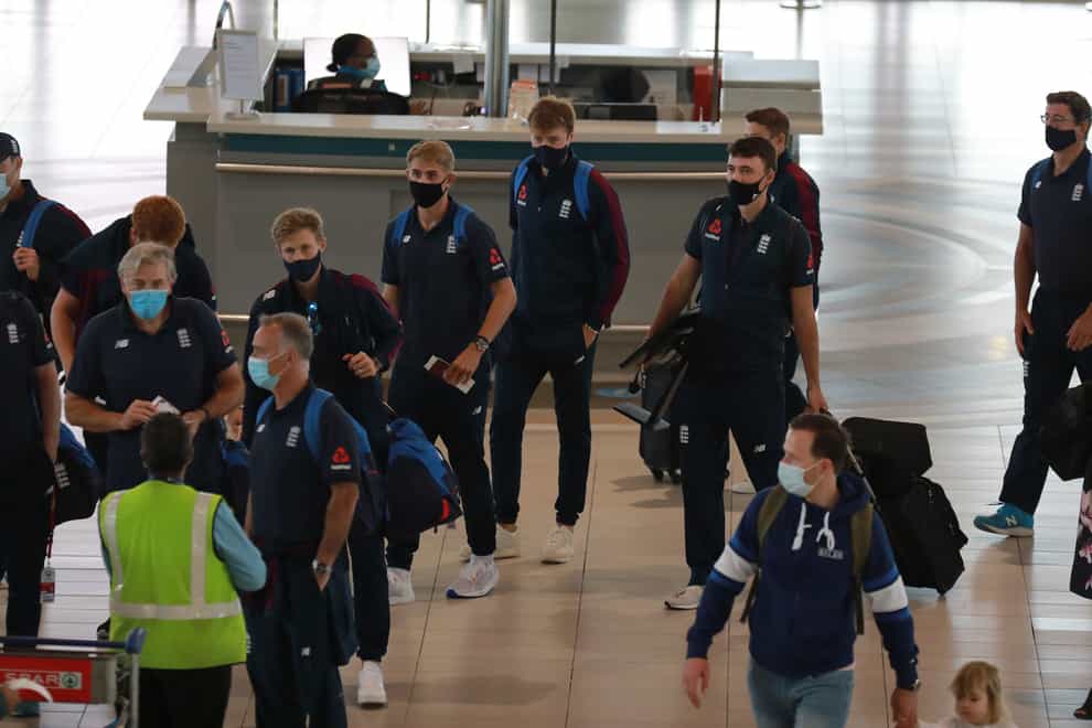 England’s cricket team depart the International Airport in Cape Town