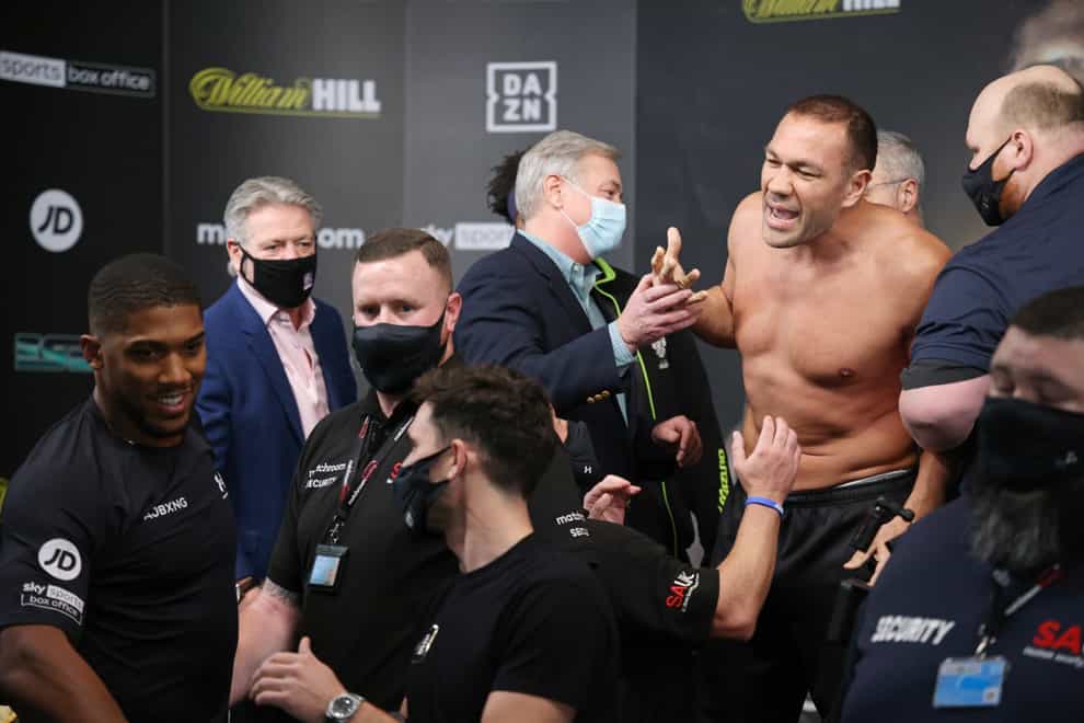 Pulev had to be pulled away by security after the pair squared off for one last time before Saturday night