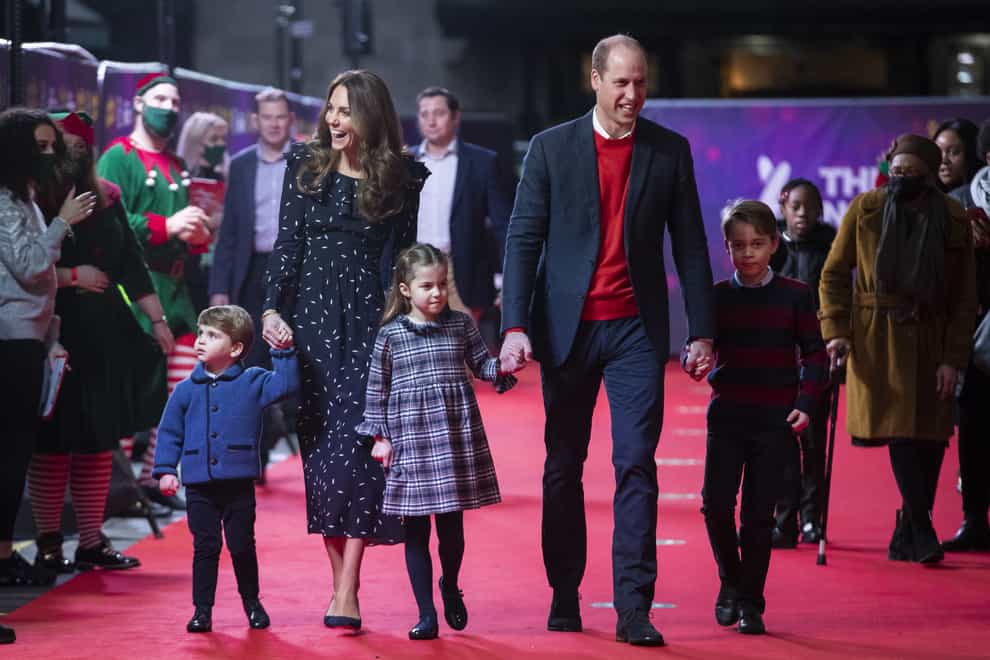 The Duke and Duchess of Cambridge and their children,