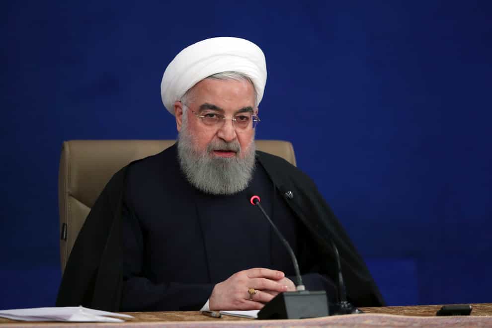 President Hassan Rouhani speaks during his press conference in Tehran, Iran (AP)