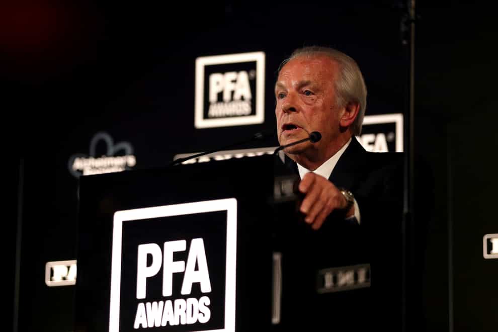 Gordon Taylor addresses the audience at the 2019 PFA Player of the Year awards
