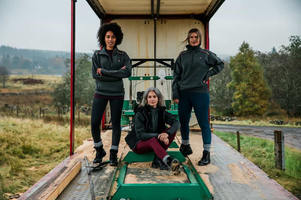 Three women outdoors wearing thermal leggings by outdoors brand ACAI