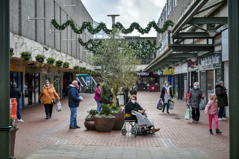 Shoppers in Merthyr Tydfil, the area with the highest seven-day coronavirus case rate in Wales