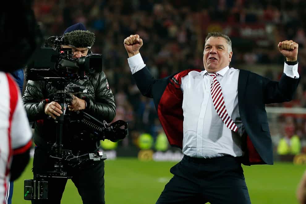 Sunderland manager Sam Allardyce celebrates after keeping them up