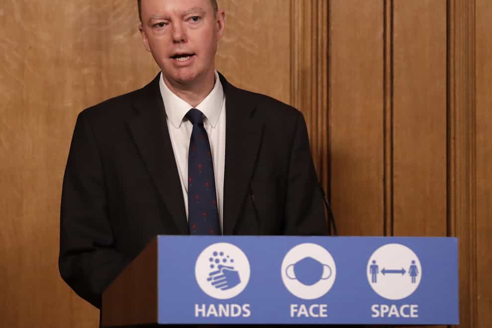 England's chief medical officer Professor Chris Whitty during a media briefing on coronavirus in Downing Street