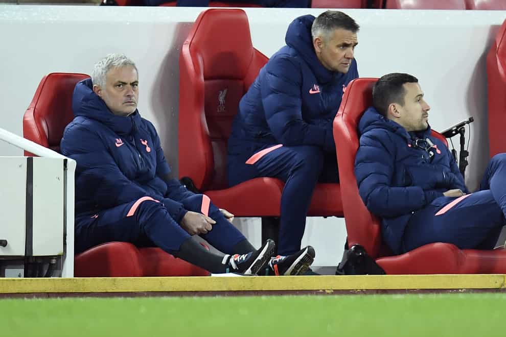Jose Mourinho watches the action from the dugout