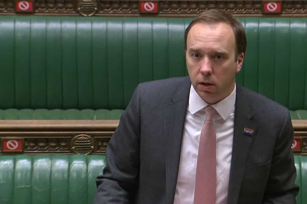 Health Secretary Matt Hancock addresses the House of Commons on Thursday