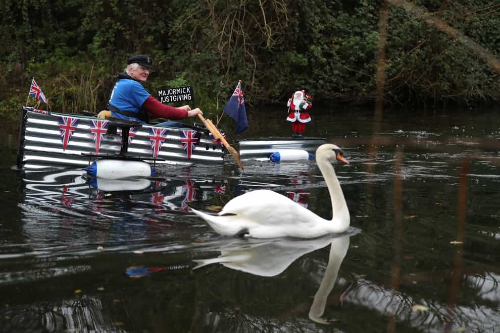 Michael Stanley, known as Major Mick, makes his way along the Chichester canal (Andrew Matthews/PA)
