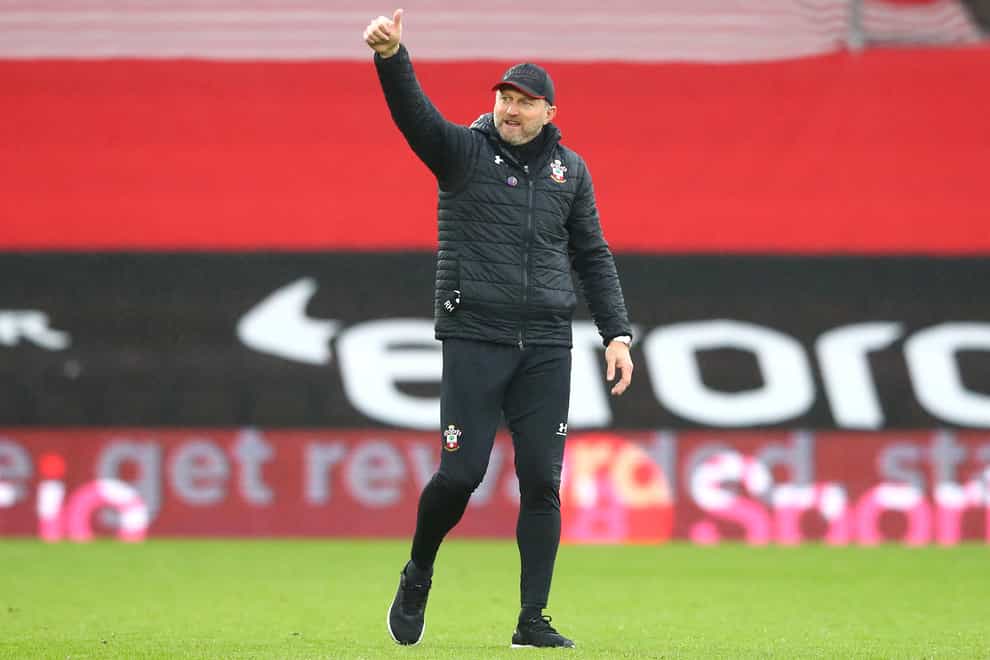 Southampton manager Ralph Hasenhuttl applauds the fans at St Mary’s stadium