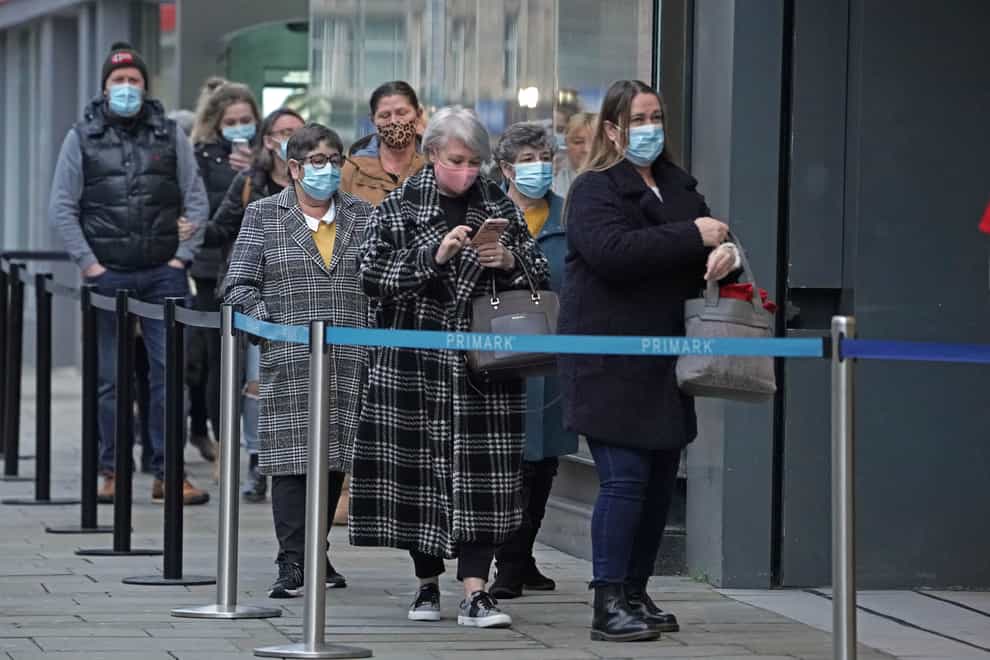 Shoppers queueing outside Primark in Northumberland Street, Newcastle