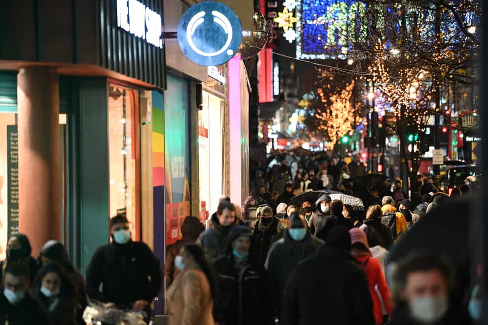 Christmas shoppers in London's Oxford Street