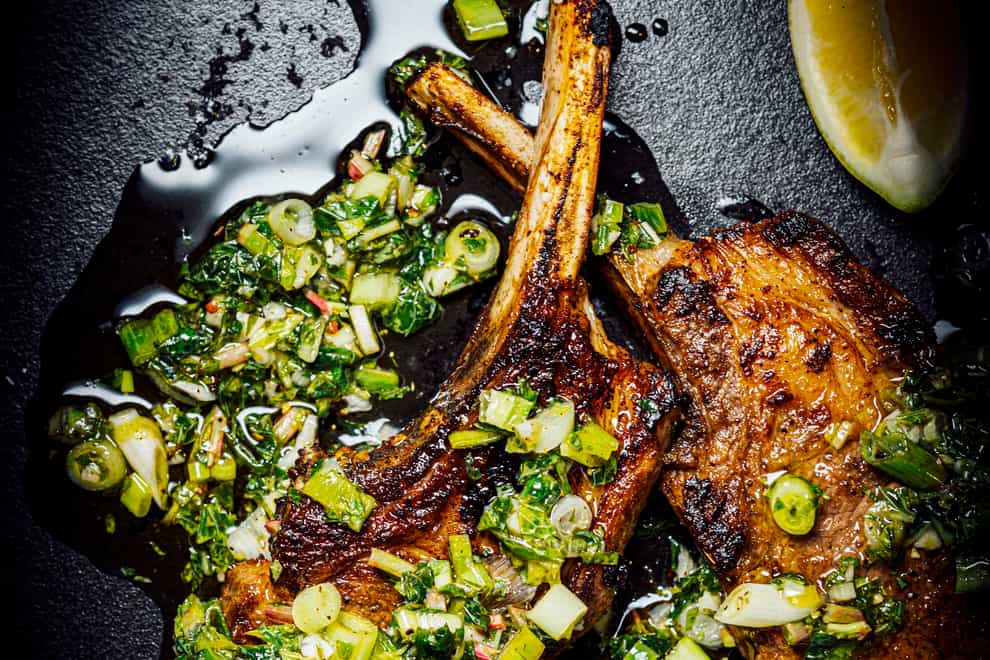 Lamb chops with scallion mint salsa from The Flavor Equation: The Science of Great Cooking Explained + More Than 100 Essential Recipes by Nik Sharma (Nik Sharma/PA)