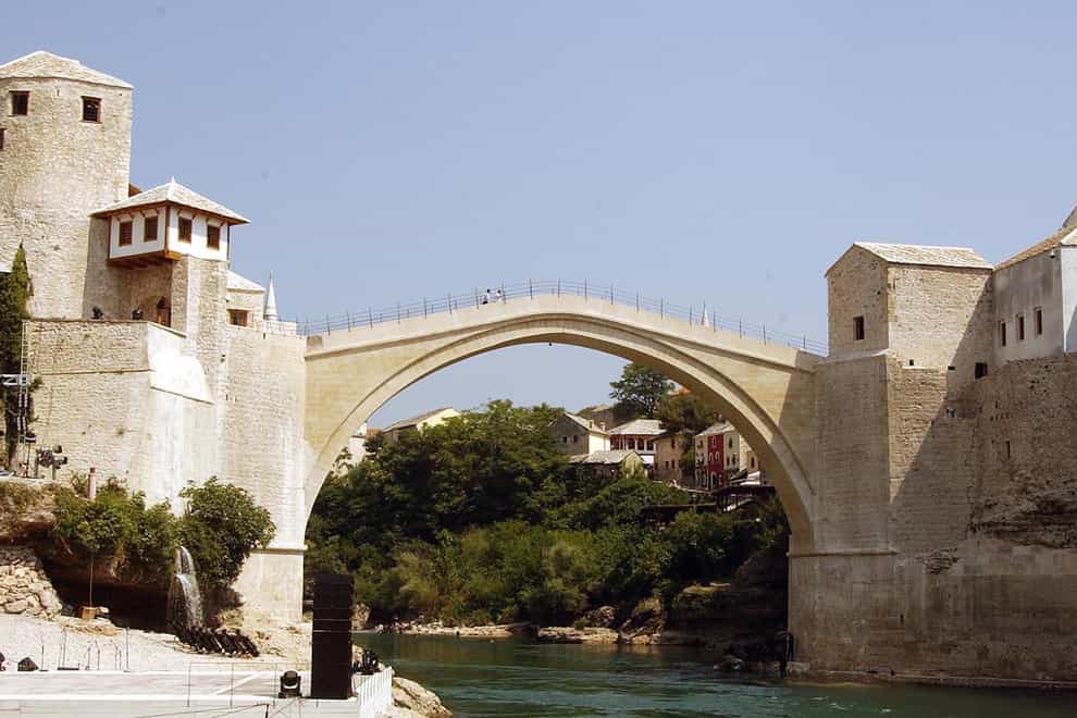 A viewpoint near the famous old bridge in Mostar (John Stillwell/PA)