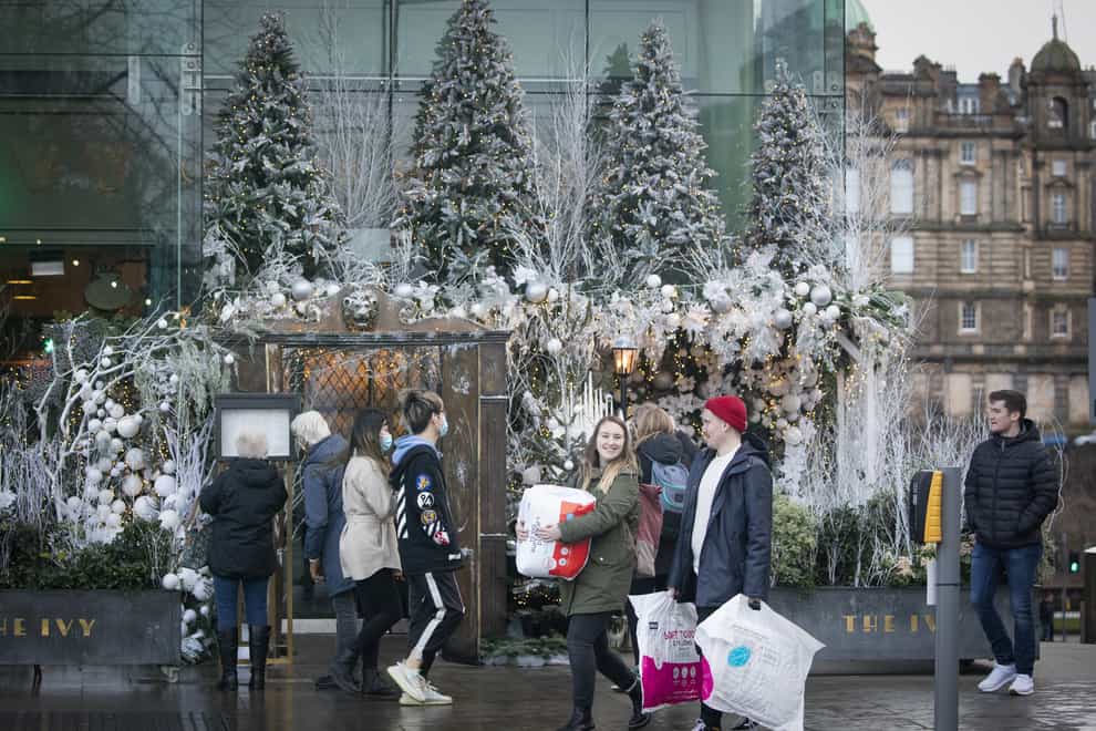 Christmas shoppers in St Andrew Square in Edinburgh