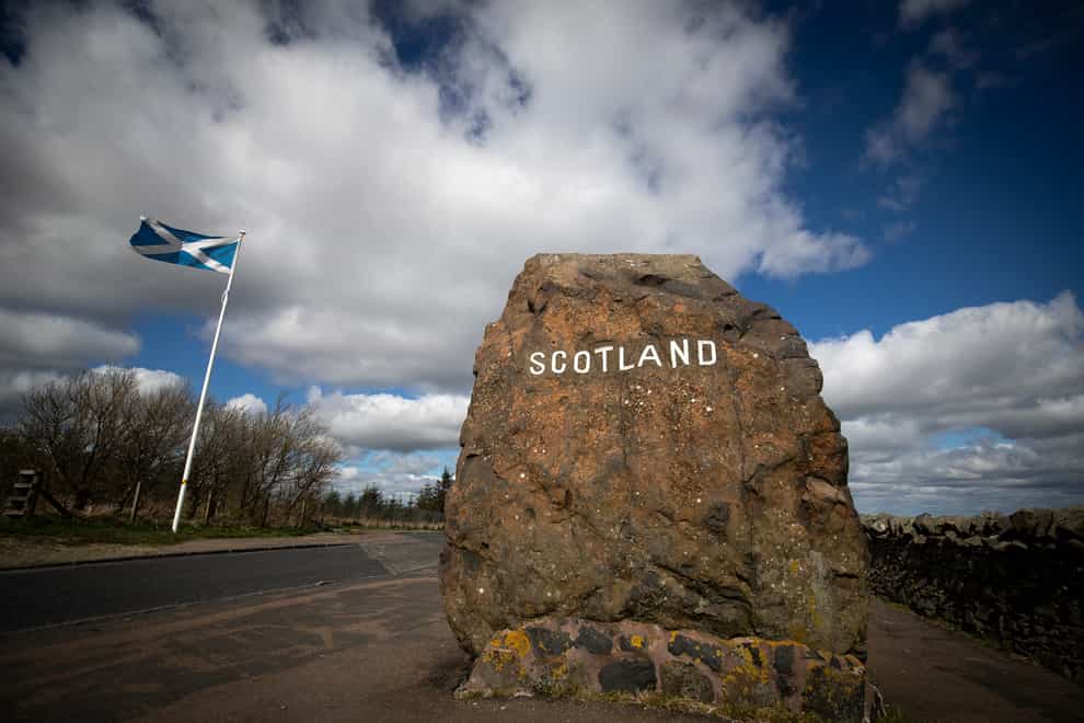 The Scotland-England border on the A68