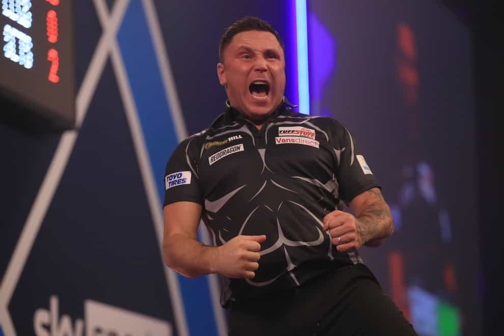 Gerwyn Price, pictured, progressed to the third round with a nervy 3-2 win over fellow Welshman Jamie Lewis