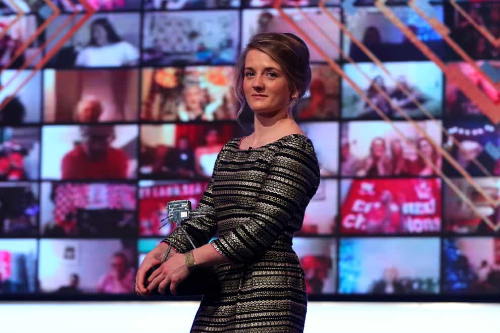 Hollie Doyle poses with her third place award during the BBC Sports Personality of the Year 2020 at MediaCityUK, Salford.