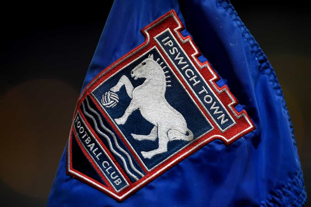An Ipswich corner flag with the club badge on