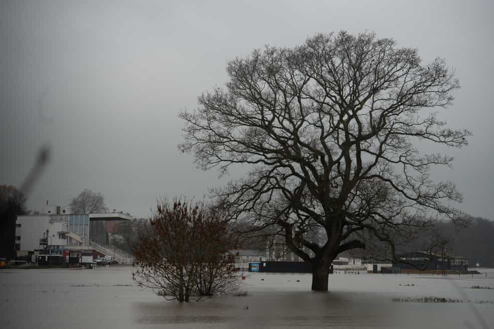 Worcester racecourse was flooded as the River Severn rose (Jacob King/PA)