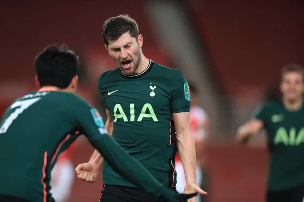 Ben Davies celebrates scoring Tottenham’s second goal