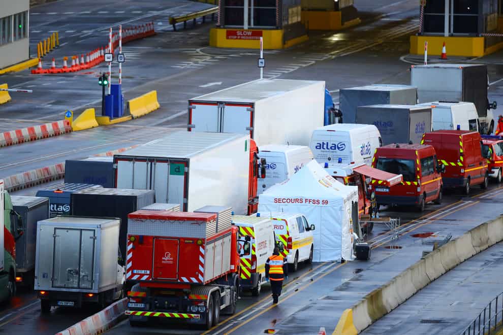 Vehicles begin to move into the departures boarding area