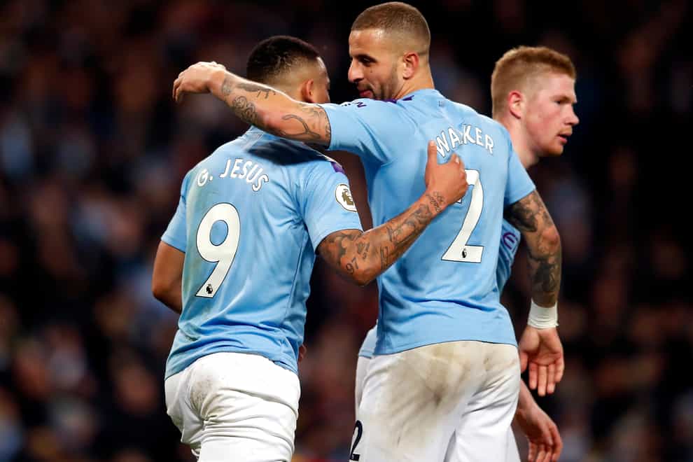 Manchester City’s Gabriel Jesus (left)and Kyle Walker have tested positive for coronavirus