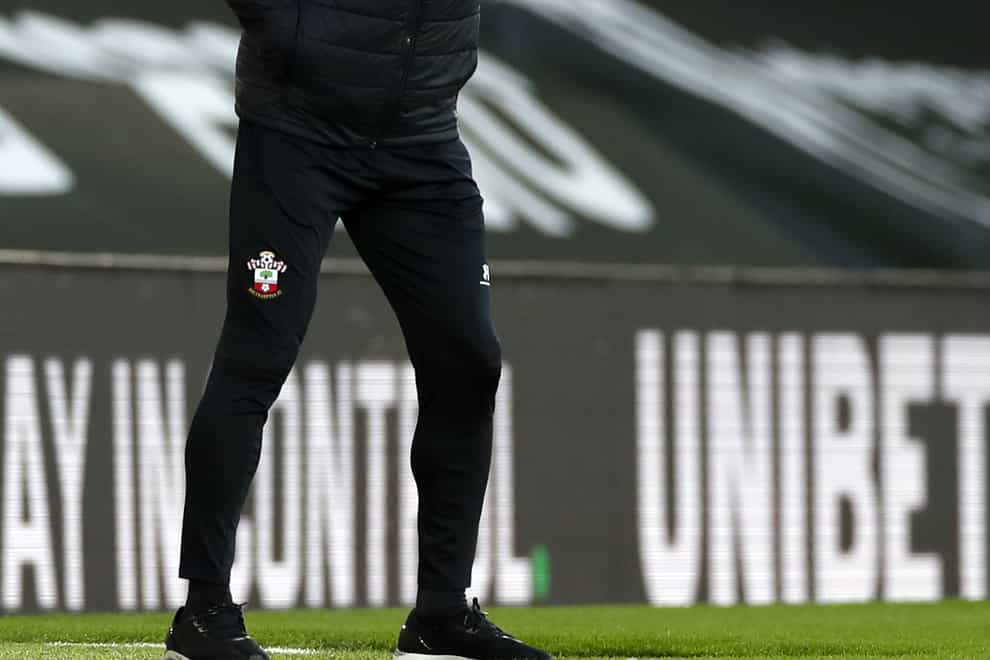 Southampton manager Ralph Hasenhuttl points on the touchline at St Mary’s Stadium