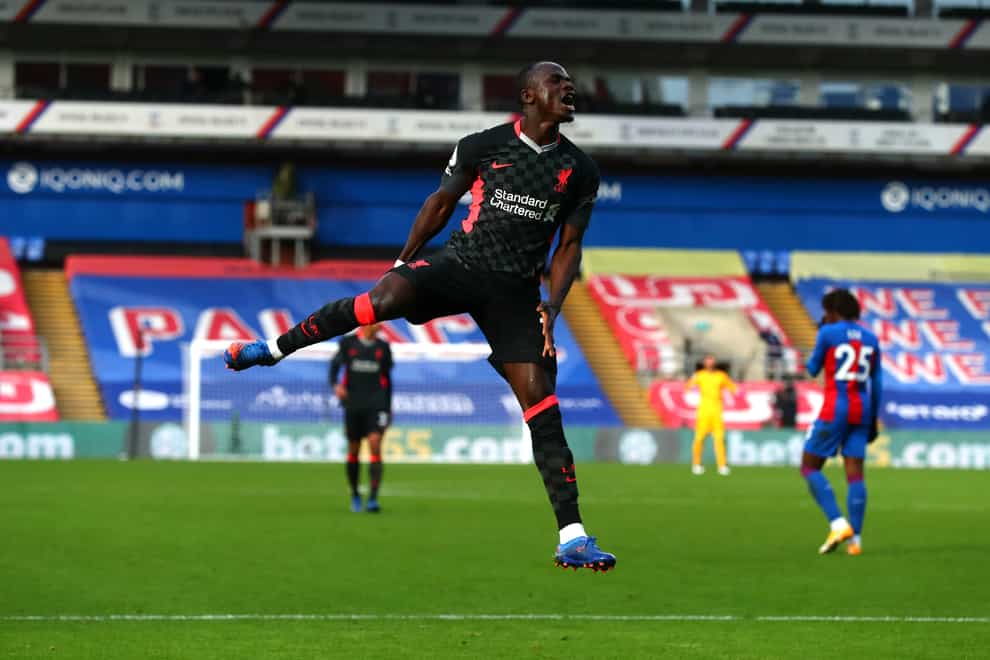 Sadio Mane scored his first goal in 10 matches at Crystal Palace