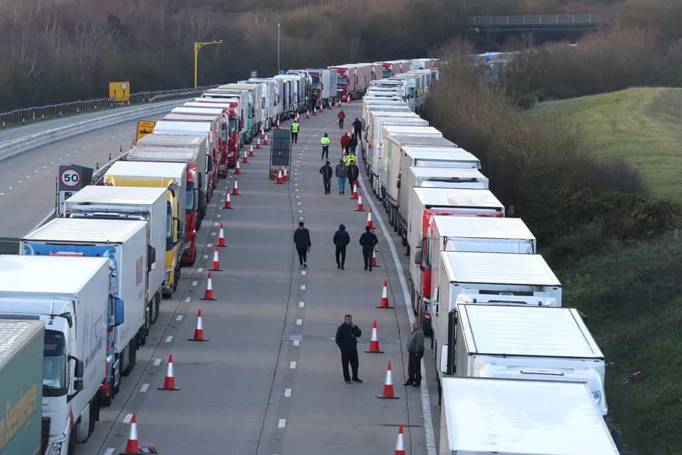 Queue of lorries in Kent