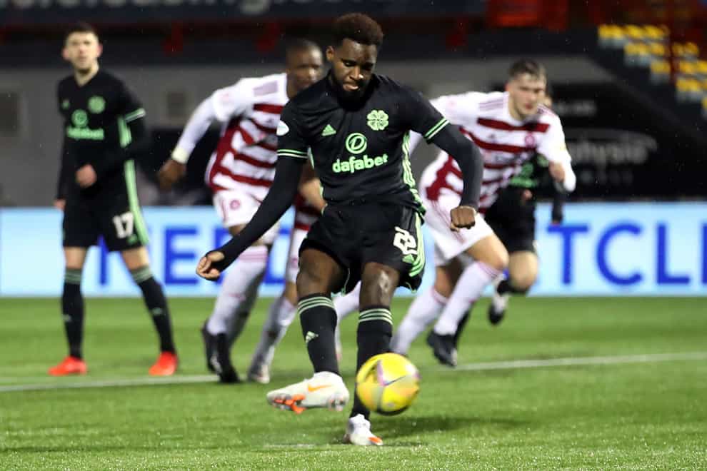 Celtic’s Odsonne Edouard scores his side’s first goal against Hamilton