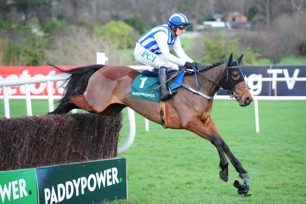 Castlebawn West jumps the final fence in the Paddy Power Chase at Leopardstown