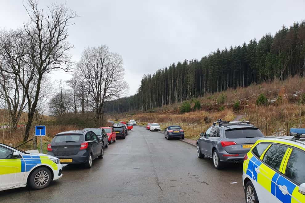 Cars parked at Pen-y-Fan (Dyfed-Powys Police/PA)
