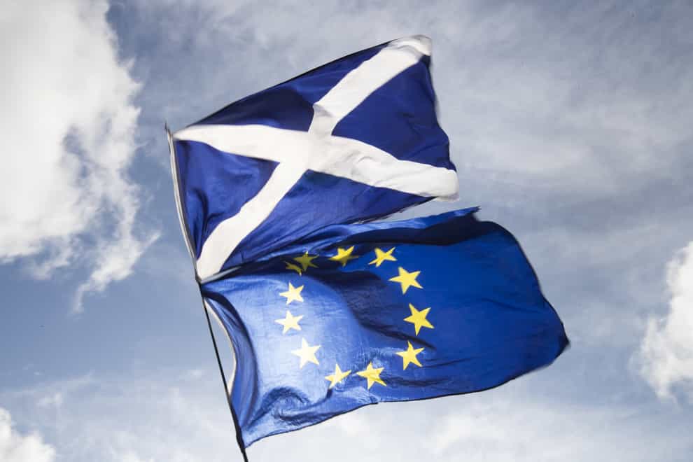 EU and Saltire flags