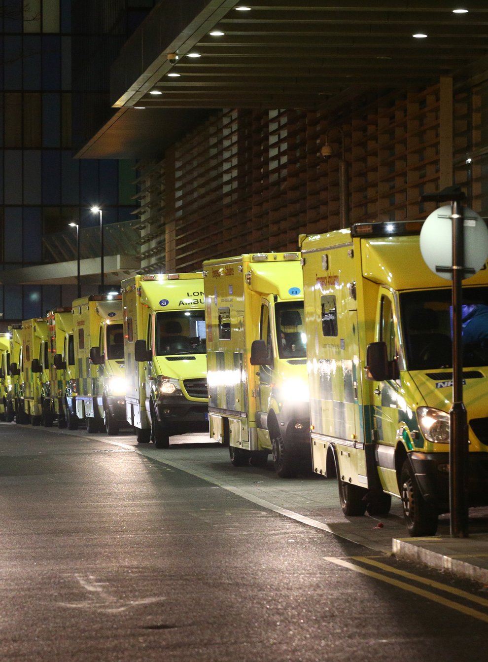 Ambulances queueing outside the Royal London Hospital
