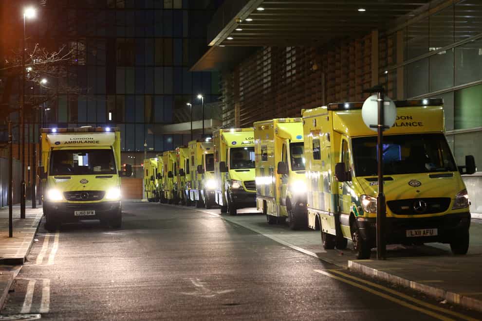 Ambulances queueing outside the Royal London Hospital