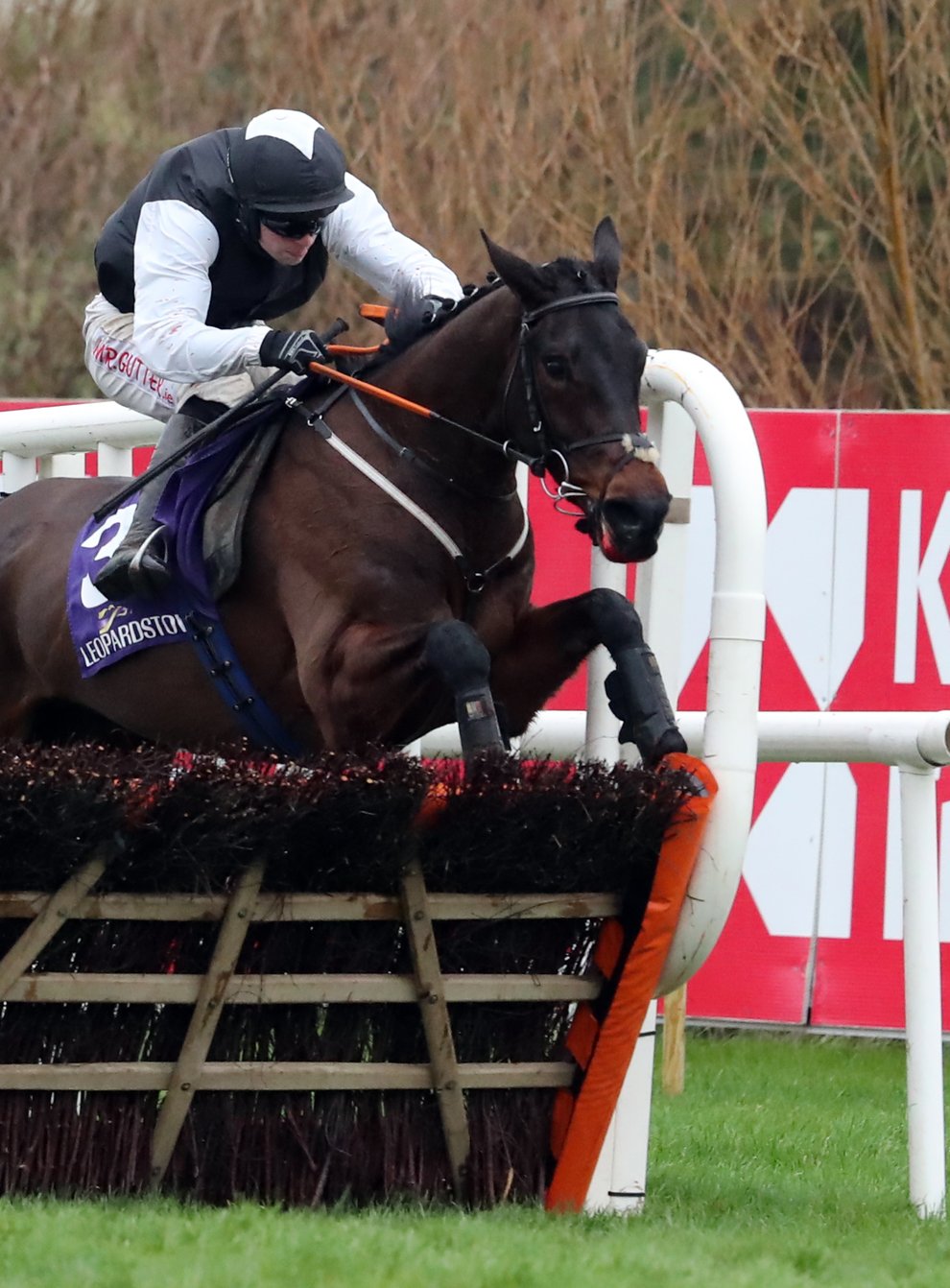 Flooring Porter clears the last on his way to winning the Christmas Hurdle
