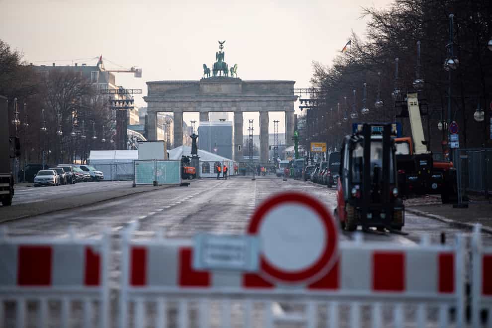 The street leading to the Brandenburg Gate in Berlin, Germany