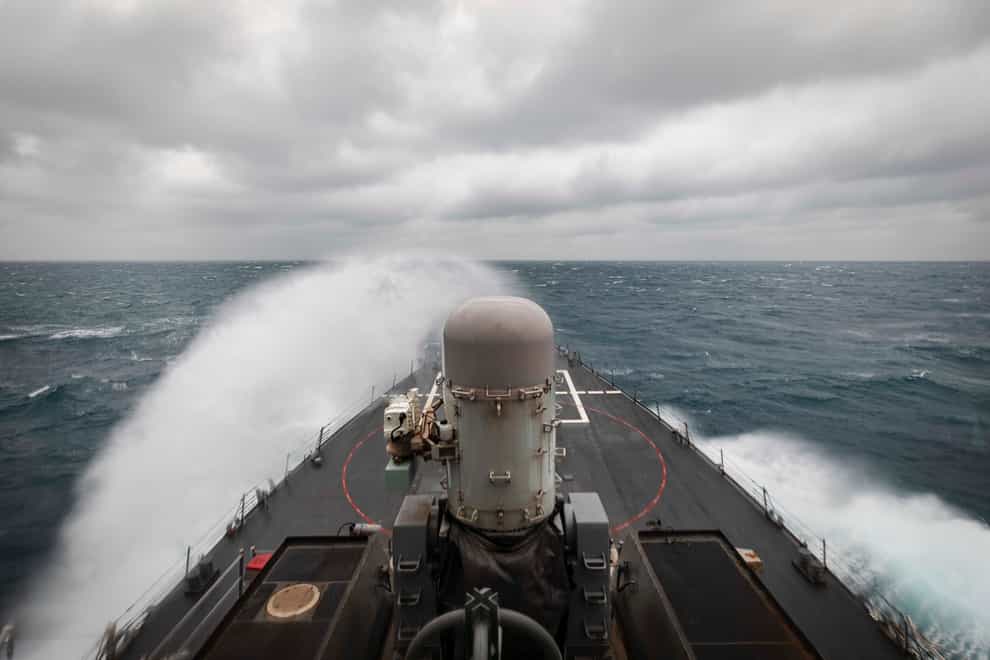 Guided-missile destroyer USS John S McCain in the Taiwan Strait on Wednesday