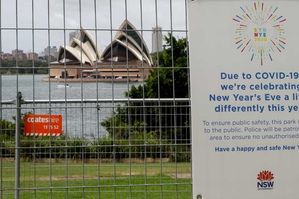 The park near the Sydney Opera House is fenced off