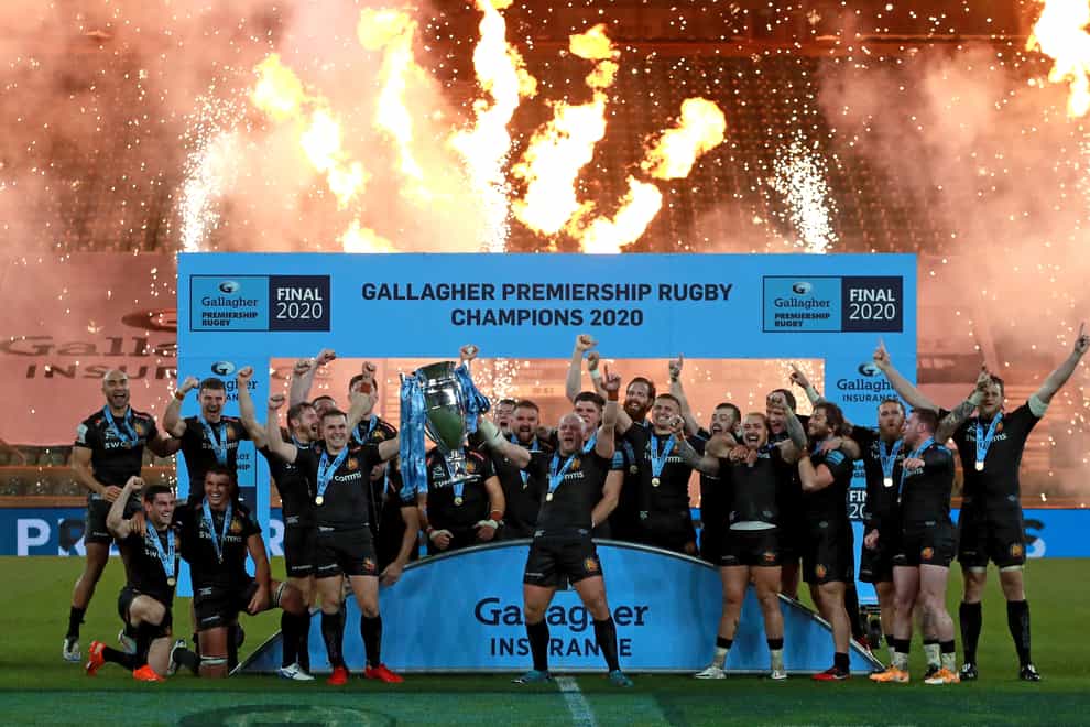 Exeter celebrate winning the 2019-20 Premiership title